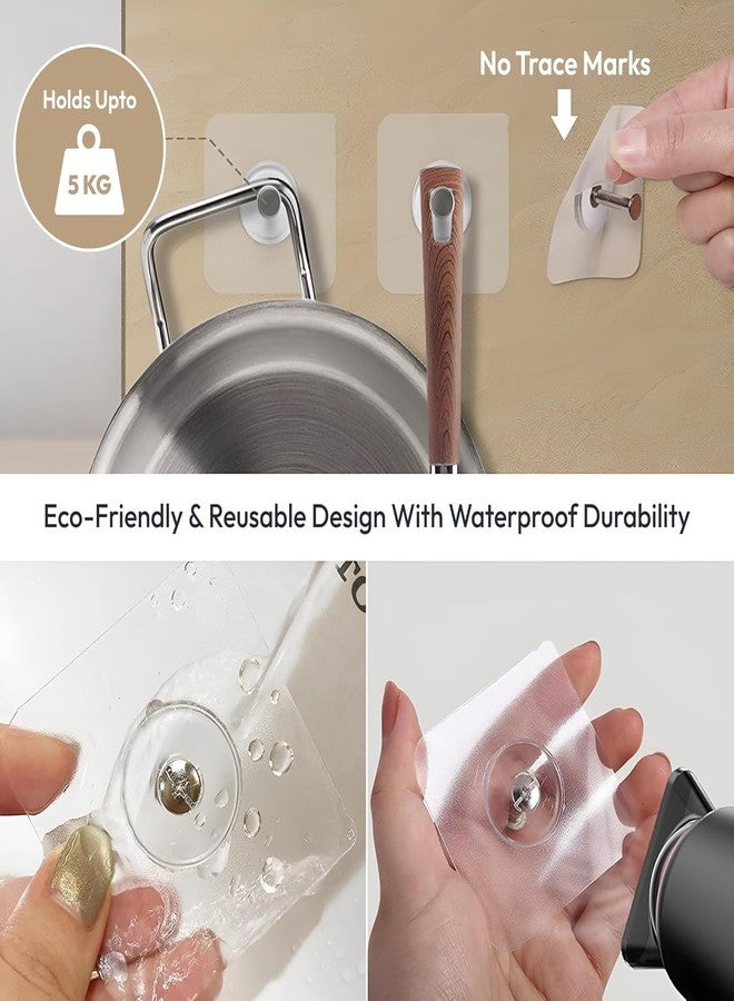 Flixify خطافات FLIXIFY المصنوعة من الفولاذ المقاوم للصدأ ذاتية اللصق شديدة التحمل، 10 قطع، شفافة، مقاومة للماء والزيوت، مناسبة للمطبخ والحمام وباب الدش، خطافات خارجية متعددة الاستخدامات (عبوة من 10 خطافات) - Image 2